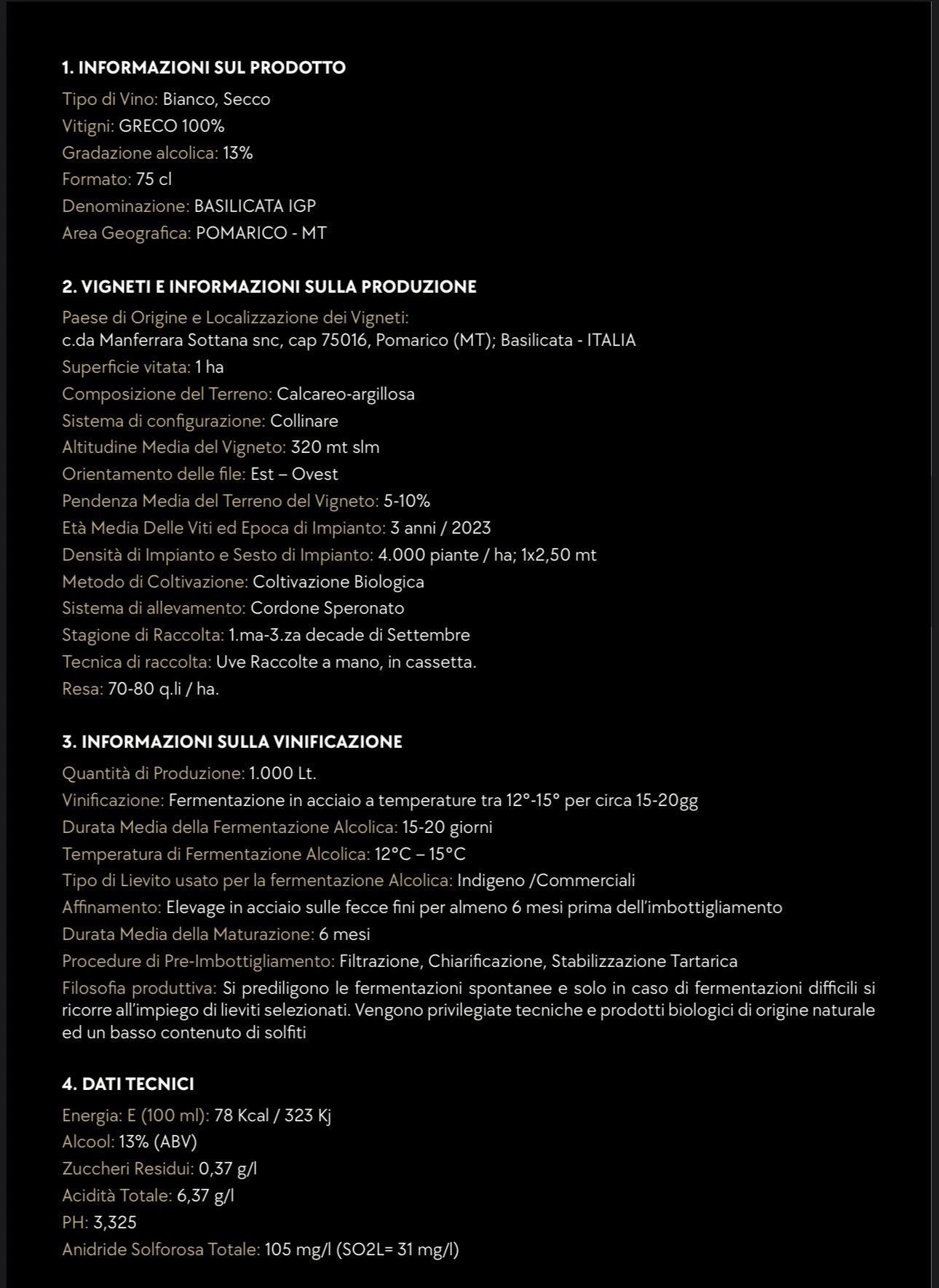 𝐆𝐑𝐄𝐂𝐎 𝐈𝐆𝐏 𝐁𝐀𝐒𝐈𝐋𝐈𝐂𝐀𝐓𝐀
-𝙎𝙮𝙣𝙚𝙨𝙩𝙝𝙚𝙨𝙞𝙖                                                       -Vino bianco bottiglia in vetro 0,75L